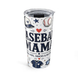 Baseball Mama 20oz Tumbler — Baseball Mom Gift — Insulated Stainless Steel Travel Cup — Front view — Photo 1