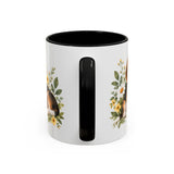 Beagle Mug, Cute Watercolor Dog Coffee Cup, Floral Pet Lover Gift, 11oz 15oz Ceramic Accent Mug — 11oz / Black — back