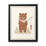 Bear Fishing Framed Nursery Canvas, Storybook Kids Room Wall Art, 12x16 18x24 — 6ad866799136e3edae0e5daf_88292_103215_front