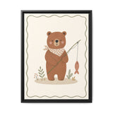 Bear Fishing Framed Nursery Canvas, Storybook Kids Room Wall Art, 12x16 18x24 — 6ad866799136e3edae0e5daf_88294_103221_front