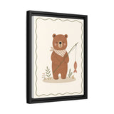 Bear Fishing Framed Nursery Canvas, Storybook Kids Room Wall Art, 12x16 18x24 — 6ad866799136e3edae0e5daf_88292_103735_side