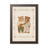 Bear Friends Music Framed Nursery Poster | Storybook Wall Art | Kids Room Decor | Black Walnut White Frame | 16x24 20x30 — 6ad86f9f75bf325e530b93bf_69675_124146_front