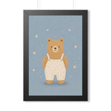 Bear In Overalls Stars Framed Nursery Wall Art, Storybook Kids Room Decor, 16x24 20x30 Poster — 6ad86f37b36293f29b038179_69668_124096_front