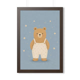 Bear In Overalls Stars Framed Nursery Wall Art, Storybook Kids Room Decor, 16x24 20x30 Poster — 6ad86f37b36293f29b038179_69676_124148_front