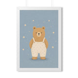 Bear In Overalls Stars Framed Nursery Wall Art, Storybook Kids Room Decor, 16x24 20x30 Poster — 6ad86f37b36293f29b038179_69683_124158_front