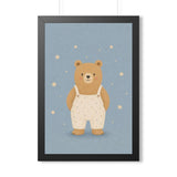 Bear In Overalls Stars Framed Nursery Wall Art, Storybook Kids Room Decor, 16x24 20x30 Poster — 6ad86f37b36293f29b038179_69669_124098_front