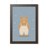 Bear In Overalls Stars Framed Nursery Wall Art, Storybook Kids Room Decor, 16x24 20x30 Poster — 6ad86f37b36293f29b038179_69675_124146_front