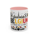 Belgium Soccer Coffee Mug — Soccer Fan Gift — Accent Color Ceramic 11oz 15oz Match Day Cup — Front view — Photo 3
