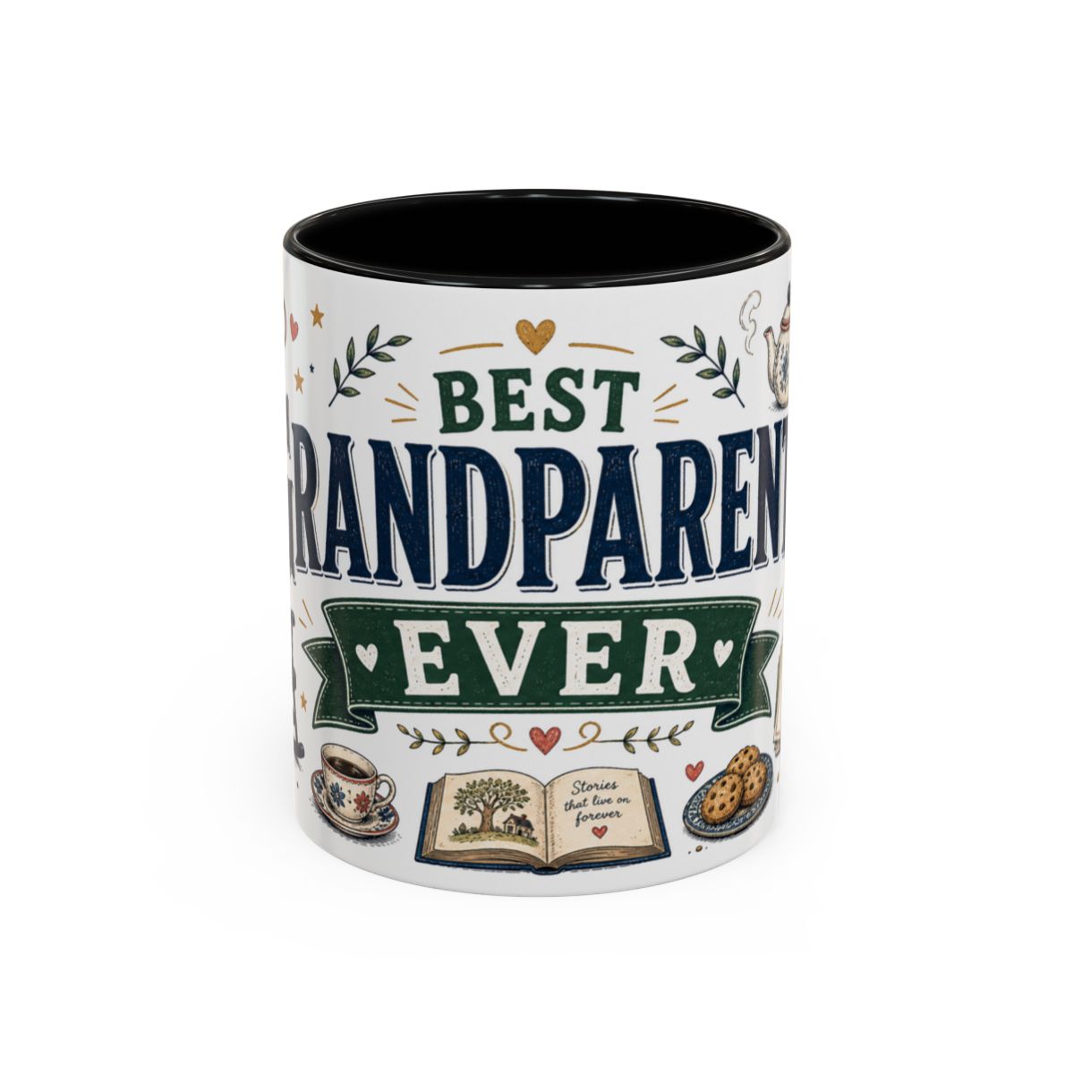 Best Grandparents Ever Coffee Mug — Gift From Grandkids — Accent Color Ceramic 11oz 15oz — Front view — Photo 1