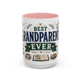 Best Grandparents Ever Coffee Mug — Gift From Grandkids — Accent Color Ceramic 11oz 15oz — Front view — Photo 7