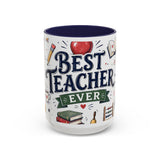 Best Teacher Ever Coffee Mug — Teacher Appreciation Gift — Accent Color Ceramic 11oz 15oz — Front view — Photo 6