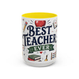Best Teacher Ever Coffee Mug — Teacher Appreciation Gift — Accent Color Ceramic 11oz 15oz — Front view — Photo 14