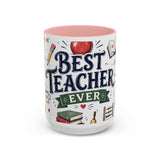 Best Teacher Ever Coffee Mug — Teacher Appreciation Gift — Accent Color Ceramic 11oz 15oz — Front view — Photo 7