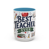 Best Teacher Ever Coffee Mug — Teacher Appreciation Gift — Accent Color Ceramic 11oz 15oz — Front view — Photo 10