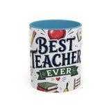 Best Teacher Ever Coffee Mug — Teacher Appreciation Gift — Accent Color Ceramic 11oz 15oz — Front view — Photo 9