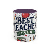 Best Teacher Ever Coffee Mug — Teacher Appreciation Gift — Accent Color Ceramic 11oz 15oz — Front view — Photo 16