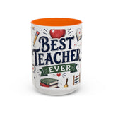 Best Teacher Ever Coffee Mug — Teacher Appreciation Gift — Accent Color Ceramic 11oz 15oz — Front view — Photo 13