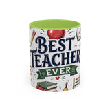 Best Teacher Ever Coffee Mug — Teacher Appreciation Gift — Accent Color Ceramic 11oz 15oz — Front view — Photo 15