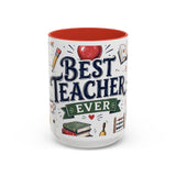 Best Teacher Ever Coffee Mug — Teacher Appreciation Gift — Accent Color Ceramic 11oz 15oz — Front view — Photo 8