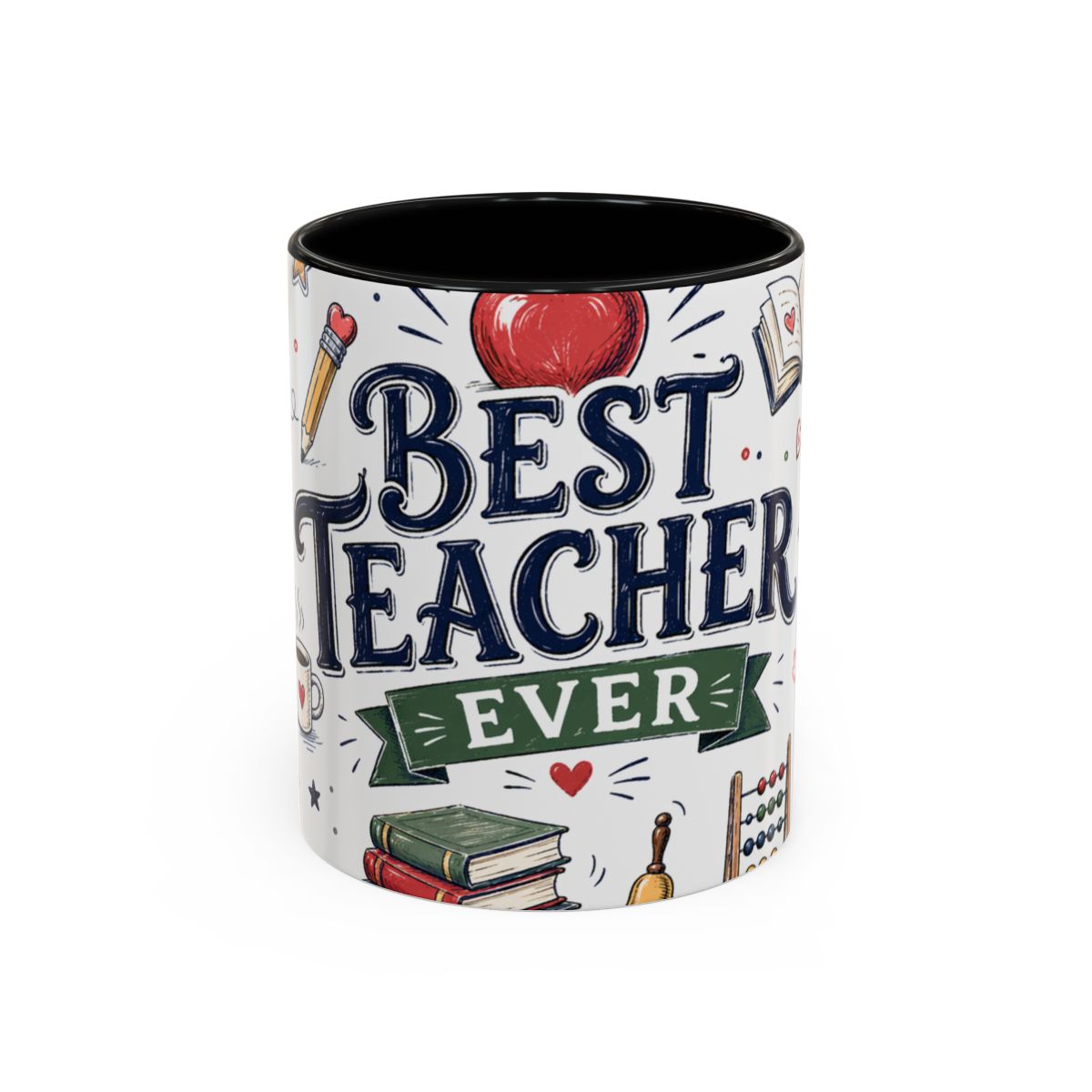 Best Teacher Ever Coffee Mug — Teacher Appreciation Gift — Accent Color Ceramic 11oz 15oz — Front view — Photo 1