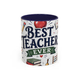 Best Teacher Ever Coffee Mug — Teacher Appreciation Gift — Accent Color Ceramic 11oz 15oz — Front view — Photo 2