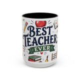 Best Teacher Ever Coffee Mug — Teacher Appreciation Gift — Accent Color Ceramic 11oz 15oz — Front view — Photo 5