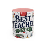 Best Teacher Ever Coffee Mug — Teacher Appreciation Gift — Accent Color Ceramic 11oz 15oz — Front view — Photo 3
