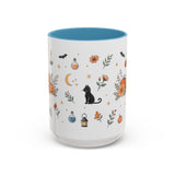 Black Cat Halloween Mug — Pumpkin Moon Watercolor Gift — Spooky Accent Cup 11oz 15oz — Front view — Photo 10