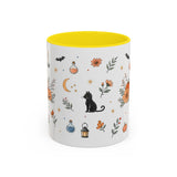 Black Cat Halloween Mug — Pumpkin Moon Watercolor Gift — Spooky Accent Cup 11oz 15oz — Front view — Photo 12