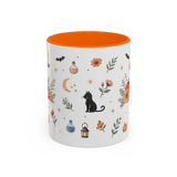Black Cat Halloween Mug — Pumpkin Moon Watercolor Gift — Spooky Accent Cup 11oz 15oz — Front view — Photo 11