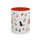 Black Cat Halloween Mug — Pumpkin Moon Watercolor Gift — Spooky Accent Cup 11oz 15oz — Front view — Photo 4