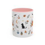 Black Cat Halloween Mug — Pumpkin Moon Watercolor Gift — Spooky Accent Cup 11oz 15oz — Front view — Photo 3