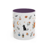 Black Cat Halloween Mug — Pumpkin Moon Watercolor Gift — Spooky Accent Cup 11oz 15oz — Front view — Photo 16