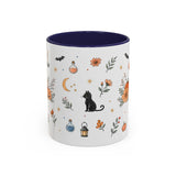 Black Cat Halloween Mug — Pumpkin Moon Watercolor Gift — Spooky Accent Cup 11oz 15oz — Front view — Photo 2