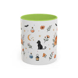 Black Cat Halloween Mug — Pumpkin Moon Watercolor Gift — Spooky Accent Cup 11oz 15oz — Front view — Photo 15