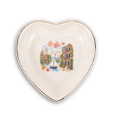 Boston Ceramic Ring Dish, Gold Rim Trinket Tray, Jewelry Holder Gift, Round Wavy Round Heart — Front view — Photo 3