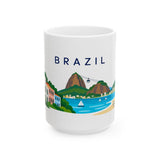 Brazil Travel Souvenir Mug — Rio Coast & Sugarloaf — Soccer Fan Gift — White Ceramic 11oz 15oz — Front view — Photo 2