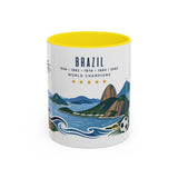 Brazil World Champions Mug — Five Time Soccer Champion Gift — Brazilian Football Fan Cup — 1958–2002 — 11oz 15oz Accent Mug — Front view — Photo 12