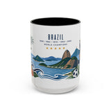 Brazil World Champions Mug — Five Time Soccer Champion Gift — Brazilian Football Fan Cup — 1958–2002 — 11oz 15oz Accent Mug — Front view — Photo 5