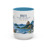 Brazil World Champions Mug — Five Time Soccer Champion Gift — Brazilian Football Fan Cup — 1958–2002 — 11oz 15oz Accent Mug — Front view — Photo 10