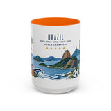 Brazil World Champions Mug — Five Time Soccer Champion Gift — Brazilian Football Fan Cup — 1958–2002 — 11oz 15oz Accent Mug — Front view — Photo 13