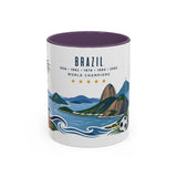 Brazil World Champions Mug — Five Time Soccer Champion Gift — Brazilian Football Fan Cup — 1958–2002 — 11oz 15oz Accent Mug — Front view — Photo 16
