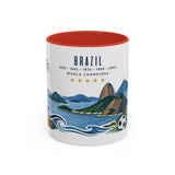 Brazil World Champions Mug — Five Time Soccer Champion Gift — Brazilian Football Fan Cup — 1958–2002 — 11oz 15oz Accent Mug — Front view — Photo 4