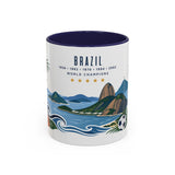 Brazil World Champions Mug — Five Time Soccer Champion Gift — Brazilian Football Fan Cup — 1958–2002 — 11oz 15oz Accent Mug — Front view — Photo 2