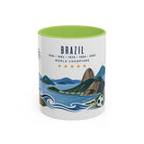 Brazil World Champions Mug — Five Time Soccer Champion Gift — Brazilian Football Fan Cup — 1958–2002 — 11oz 15oz Accent Mug — Front view — Photo 15