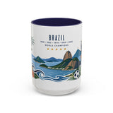 Brazil World Champions Mug — Five Time Soccer Champion Gift — Brazilian Football Fan Cup — 1958–2002 — 11oz 15oz Accent Mug — Front view — Photo 6