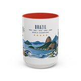 Brazil World Champions Mug — Five Time Soccer Champion Gift — Brazilian Football Fan Cup — 1958–2002 — 11oz 15oz Accent Mug — Front view — Photo 8