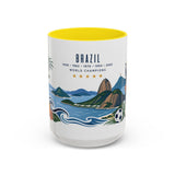 Brazil World Champions Mug — Five Time Soccer Champion Gift — Brazilian Football Fan Cup — 1958–2002 — 11oz 15oz Accent Mug — Front view — Photo 14