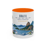 Brazil World Champions Mug — Five Time Soccer Champion Gift — Brazilian Football Fan Cup — 1958–2002 — 11oz 15oz Accent Mug — Front view — Photo 11