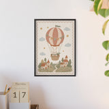 Bunny Balloon Framed Nursery Poster, Storybook Kids Room Wall Art, A4 A3 Size — Product view — Photo 9